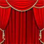 Theater stage  with red curtain. Clipping Mask. Mesh.