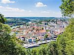 View to Passau in Germany with river Danube and Inn in Summer