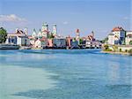 View to Passau in Germany with river Inn and cathedral in Summer