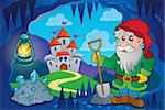 Dwarf in fairy tale cave - eps10 vector illustration.
