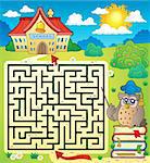 Maze 3 with owl teacher - eps10 vector illustration.