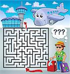 Maze 3 with travel thematics - eps10 vector illustration.