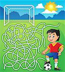 Maze 5 with soccer player - eps10 vector illustration.