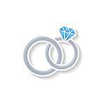 Silver vector wedding rings icon on white background