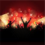 Silhouette of a party crowd on an abstract background