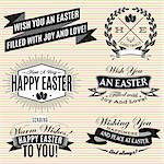 Black and white set of vector labels on Easter