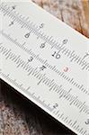 Close-up of Old Wooden Slide Rule