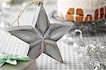 Star decoration in front of iced cake