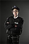 Portrait of serious policewoman