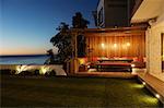 Illuminated patio at night