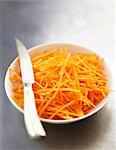 Raw thinly chopped carrots
