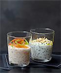 Fromage frais with peppers and  fromage frais with black sesame seeds