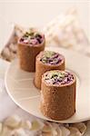 Beetroot and broad bean buckwheat pancake makis