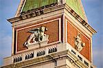 Lion of Venice, Campanile detail, Piazza San Marco, San Marco, Venice, UNESCO World Heritage Site, Veneto, Italy, Europe