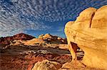 Sandstone arch under clouds, Valley of Fire State Park, Nevada, United States of America, North America