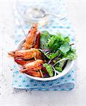 Gambas brochettes ,radish salad with pistachio oil