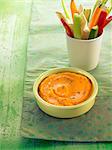 Carrot dip with raw vegetables