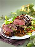 Stuffed and roasted duck breasts