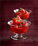 Strawberry fruit salad with fresh mint