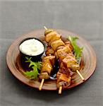 Chicken,olive and confit citrus brochettes