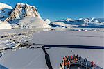 The Lindblad Expeditions ship National Geographic Explorer in the Lemaire Channel, Antarctica, Polar Regions