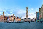 Market square and the Belfry, Historic center of Bruges, UNESCO World Heritage Site, Belgium, Europe