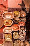 Copper sinks in the Medina, Marrakech, Morocco, North Africa, Africa