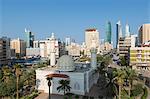 Elevated view of the modern city skyline and central business district, Kuwait City, Kuwait, Middle East