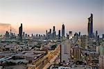 Elevated view of the modern city skyline and central business district, Kuwait City, Kuwait, Middle East