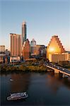 City skyline viewed across the Colorado River, Austin, Texas, United States of America, North America