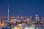 View of Auckland at dusk, Auckland, North Island, New Zealand, Pacific