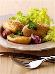 Roast potatoes with pink garlic and sea salt