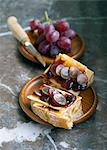 Vieux Bruges cheese, Liège syrup and grape open sandwich