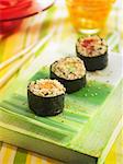 Rice,vegetable ,peanut butter and nori seaweed makis