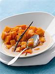 Diced sweet potatoes with vanilla syrup