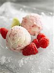 Mascarpone and raspberry ice cream