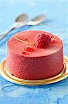 Small raspberry mousse cake