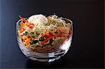 Goat's cheese,carrot,quinoa and sprout salad