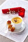 Cream of pumpkin soup with orange and cinnamon