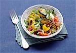 Grilled vegetable and raw ham salad