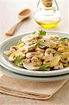 Thinly sliced button mushroom salad