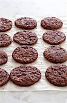 Chocolate cookies on wax paper