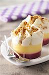 Blackcurrant,lemon curd and whipped cream desserts