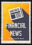 Financial News on Yellow Background. Vintage Concept in Flat Design with Long Shadows.