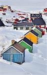 colorful inuit  houses in Greenland