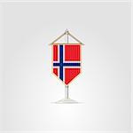 Pennon with the flag of Norway. Isolated vector illustration on white.