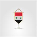 Pennon with the flag of the Syrian Arab Republic. Isolated vector illustration on white.