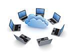 Cloud computing concept.Isolated on white background.3d rendered.