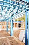 New home under construction using steel frames with insulation