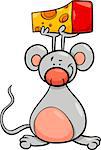 Cartoon Illustration of Cute Mouse with Cheese